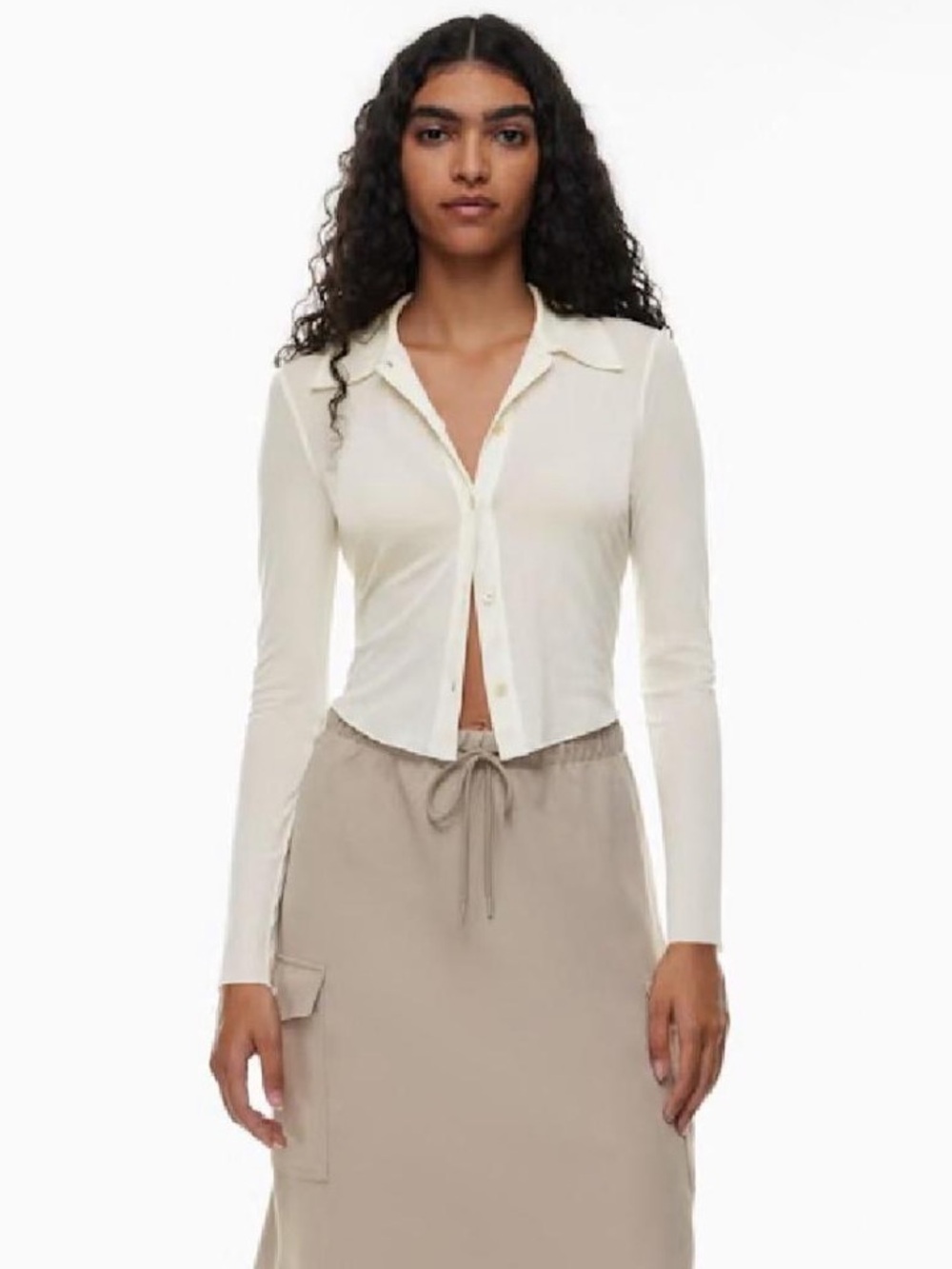 Wilfred Aritzia Pose Waist long sleeve top career office birch color